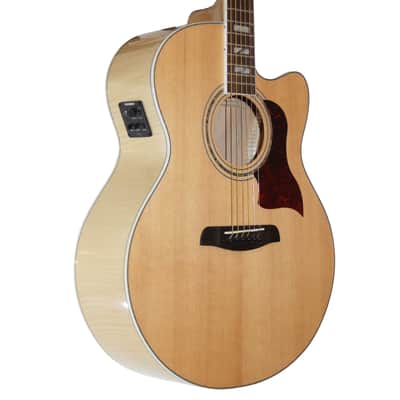 Sawtooth Solid Spruce Top Jumbo Cutaway 6 String Acoustic Electric Guitar with Flame Maple Back and Sides image 10