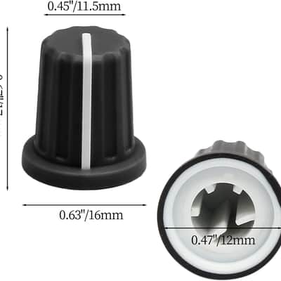 6pcs 6mm D Type Potentiometer Knob, Guitar Volume Rotary Knob Control Knob Replacement for Encoder Electric Guitar Speaker Mixer Board DJ Controller, Black image 2