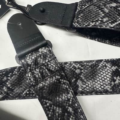 PERRI'S 2” Black Faux Snake Skin Leather Guitar Strap VGS-7555 image 3