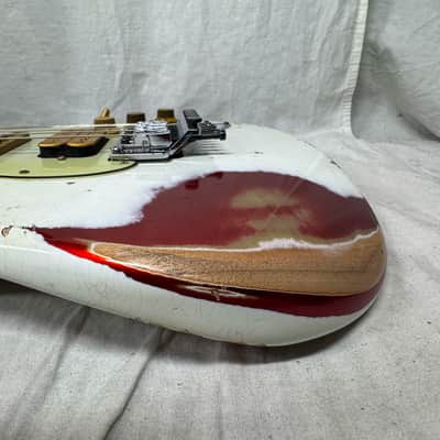 Fender USA Custom Shop Limited Edition White Lightning Stratocaster FR HSS 22 Guitar with COA + Case 2023 - Olympic White top / Candy Apple Red bottom / Rosewood fingerboard image 21