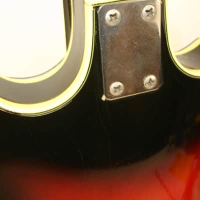 Vintage 1968 Custom Kraft Bone Buzzer 4-String Hollow-Body Electric Bass Guitar, Sunburst w/ Case image 16