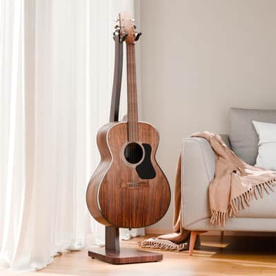 Guitar Stand, Acoustic Guitar Stand Floor, Premium Solid Wood Guitar Stand, Single Guitar Holder Stand for Acoustic Guitar, Electric Guitar, Bass Guitar, Semi Curved Hanging Guitar Stands for Studio, Living Room,  Black Walnut image 3