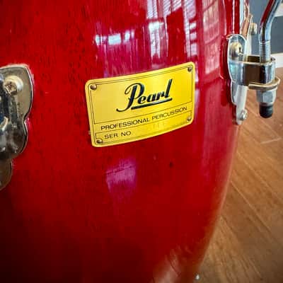 Pearl Professional Series 10" Conga 1990s - Cherry Red w/ Stand image 2