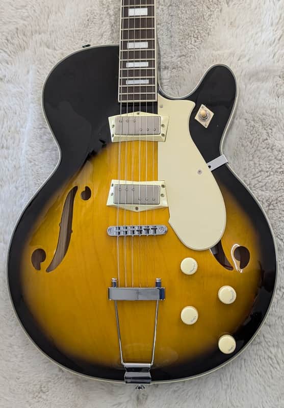 Silvertone 1446TTSB Single Cut Semi-Hollow Guitar w/Trapeze Tobacco Sunburst image 1