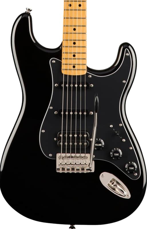 Squier Classic Vibe '70s Stratocaster HSS Electric Guitar Maple FB, Black image 1