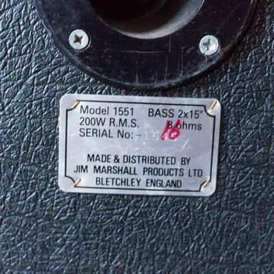 Vintage Marshall Model 1551 Bass Speaker Cabinet 2 x 15 250W 8ohm - Empty image 7