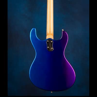 Mosrite [Vibramute Model] specially built for Mick Mars of Mötley Crüe by Semie Mosely 1991 Metallic blue/purple with flame pinstriping image 3