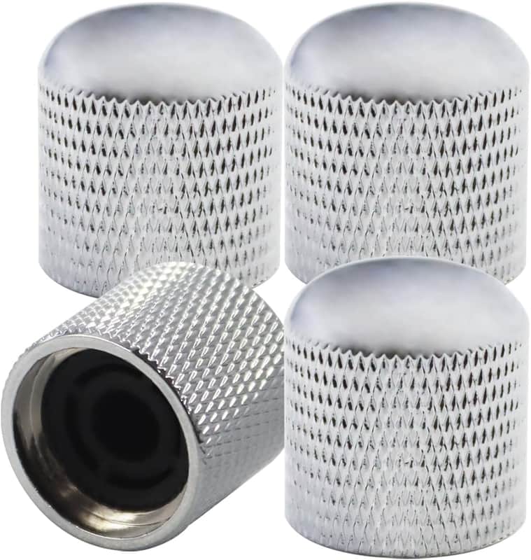 Knobs 6mm Metal 18 Splines Dome Volume Tone Control Knobs for Electric Guitar (Chrome) image 1