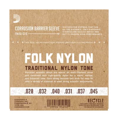 D'Addario EJ32 Folk Classic Strings Black Nylon, Ball End - Classic Guitar Strings image 2