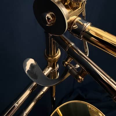 Bach 42BO Stradivarius Series Tenor Trombone with Open Wrap F Attachment Standard Rotor Valve - Clear Lacquered Brass image 5
