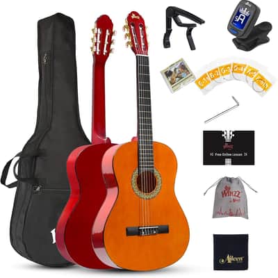 39 Inches Classical Guitar Full Size Beginner Acoustic with Online Lessons Bag Capo Tuner Strings, Sunset image 1