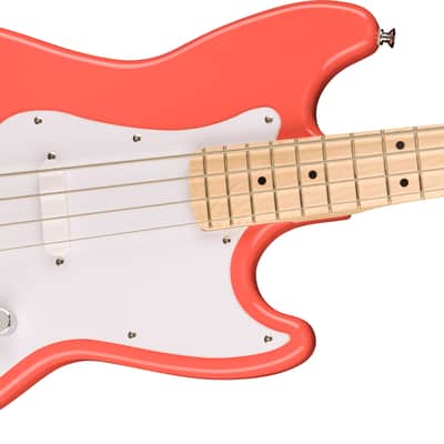 Squier Sonic Bronco Bass Maple Fingerboard White Pickguard Tahitian Coral image 1