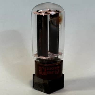 1963 RCA 5R4GYB Vintage Brown Base Black Plate Side D Getter Rectifier Tube!T476 image 1