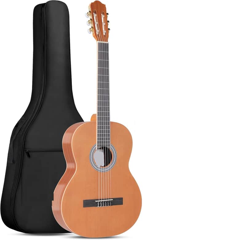Full Size Classical Nylon Strings Acoustic Guitar 39 Inch Classic Guitarra Starter Bundle for Adult with Gig Bag, E-tuner, Footstool, Kids Student Beginner Kits (Yellow, 39 Inch) image 1