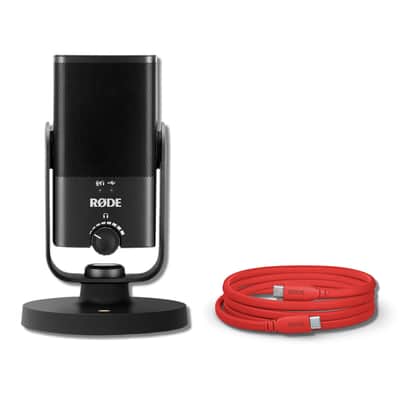 Rode NT-USB Mini USB Microphone for Podcasting, Streaming, Gaming and Vocal Recording with Rode SC17-Red USB-C to USB-C Cable (5') image 1