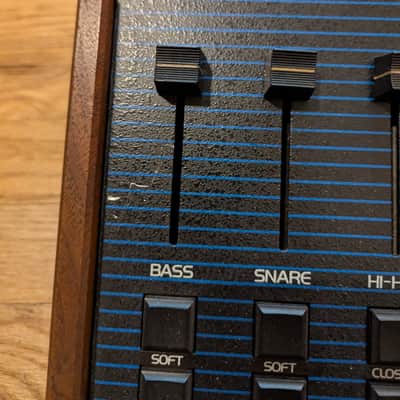 Oberheim DX 6-Voice Drum Machine 1982 - Blue with Wood Sides image 4