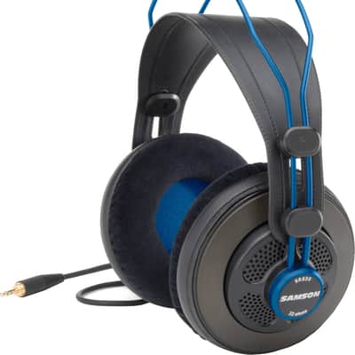 Samson SR850 Semi-Open Studio Headphones; Black/Blue image 2