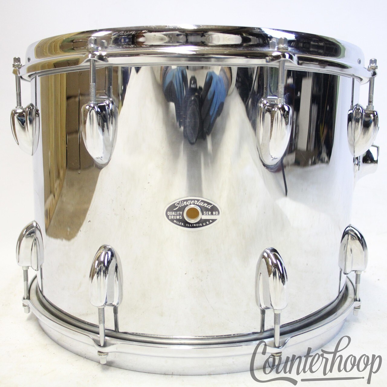 Slingerland 14x10"COW Tom Drum 3Ply Sound King USA Vintage 70s Chrome Over Wood — main photograph