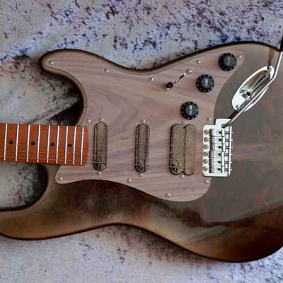 GB Liuteria build to order Traditional Strato walnut burl brown relic image 19