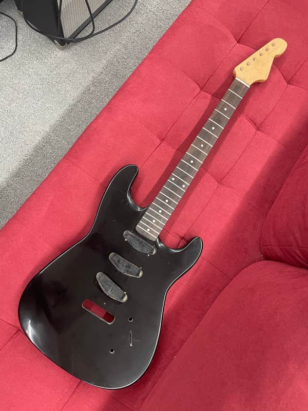 Unknown Set neck Stratocaster Body and Neck Project - Black image 1