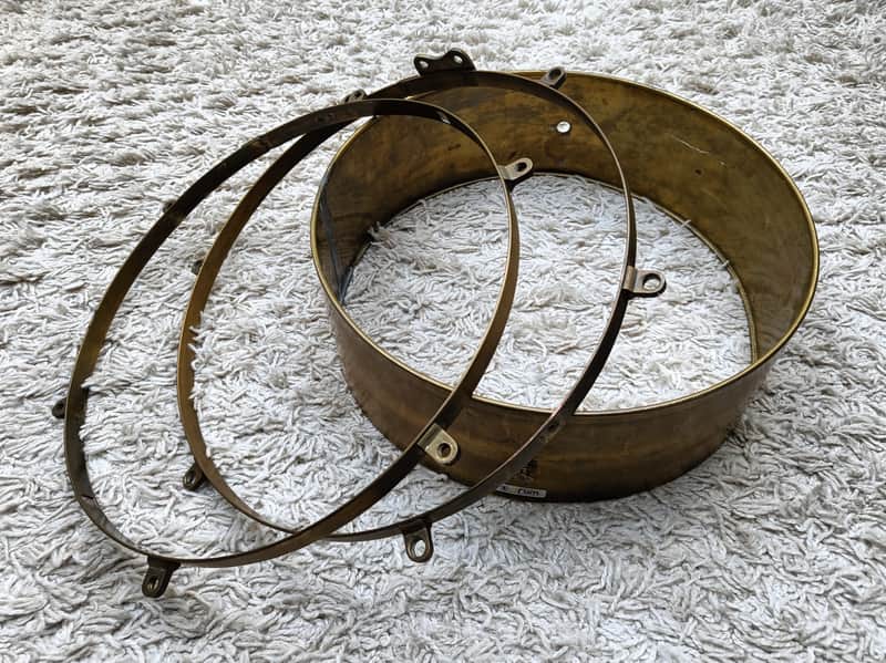 SONOR BRASS 12" x 4" - Snare Drum Shell with Hoops Vintage 40s/50s image 1