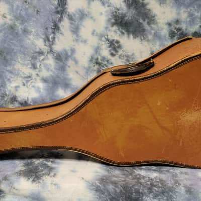 Vintage RARE 1955 Tan Green Geib Soft Shell Acoustic Guitar Case Leather Handle Gibson Epiphone Archtop Flattop image 2