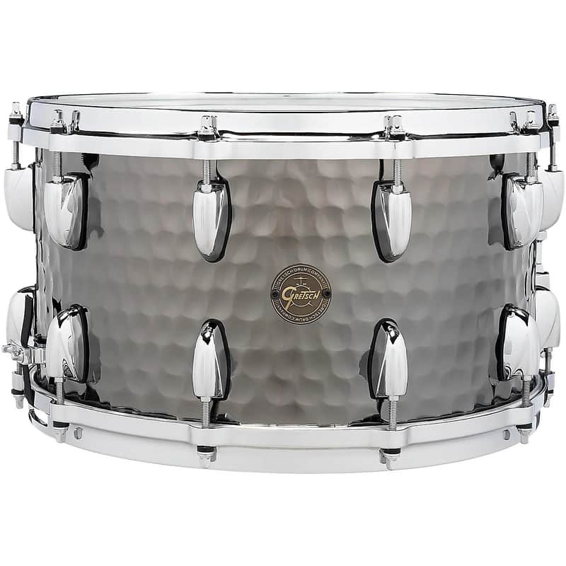 Gretsch S1-0814-BSH Full Range Series Hammered Steel 8x14" Snare Drum image 1