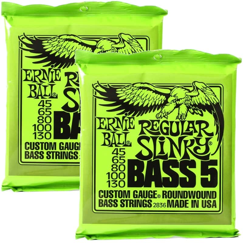 2-Pack Ernie Ball 2836 Regular Slinky 5-String Nickel Wound Electric Bass Strings (45-130) image 1