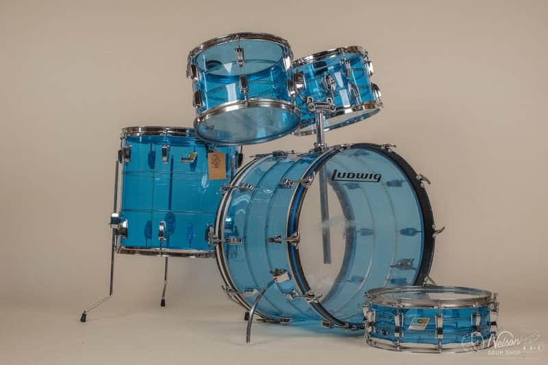 1970s Ludwig Vistalite Tivoli Pattern A 'Big Beat' in Blue/Blue/Blue - 14x22, 16x16, 9x13, 8x12, 5x14sn image 1