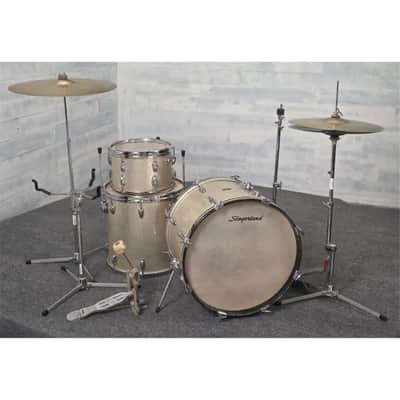 Used Vintage Slingerland 3pc Drum Set Silver Sparkle w/Hardware & Cymbals - Fair