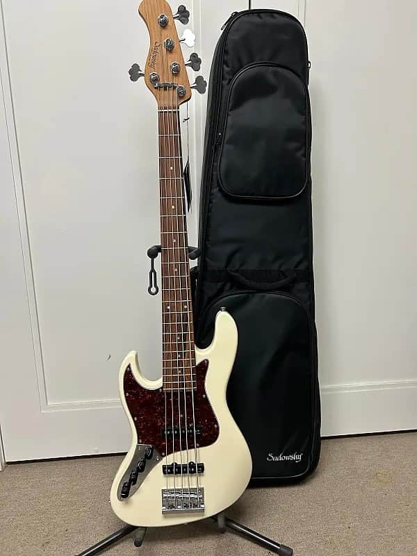 Sadowsky MetroExpress 21 Fret Vintage J/J Bass 5 String Left Handed w/Morado Fretboard - Olympic White image 1