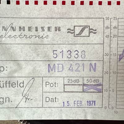 1971 Sennheiser MD 421 N – West Germany – Time Capsule, Complete w/ QC Sheet (15 FEB 1971) image 17