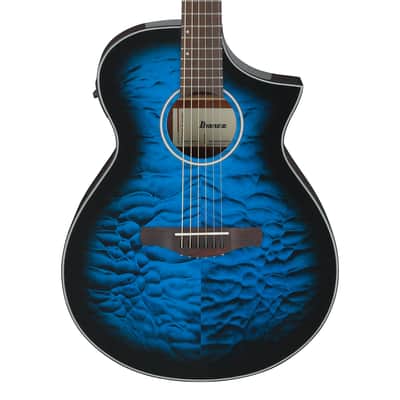Used Ibanez AEWC16QA A/E Guitar - Transparent Blue Sunburst High Gloss image 1