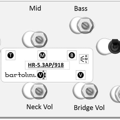 Bartolini HR-5.3AP Pre-Wired 3 Band EQ Active/Passive Vol, Vol, treble, bass, mid, 3 way switch image 5