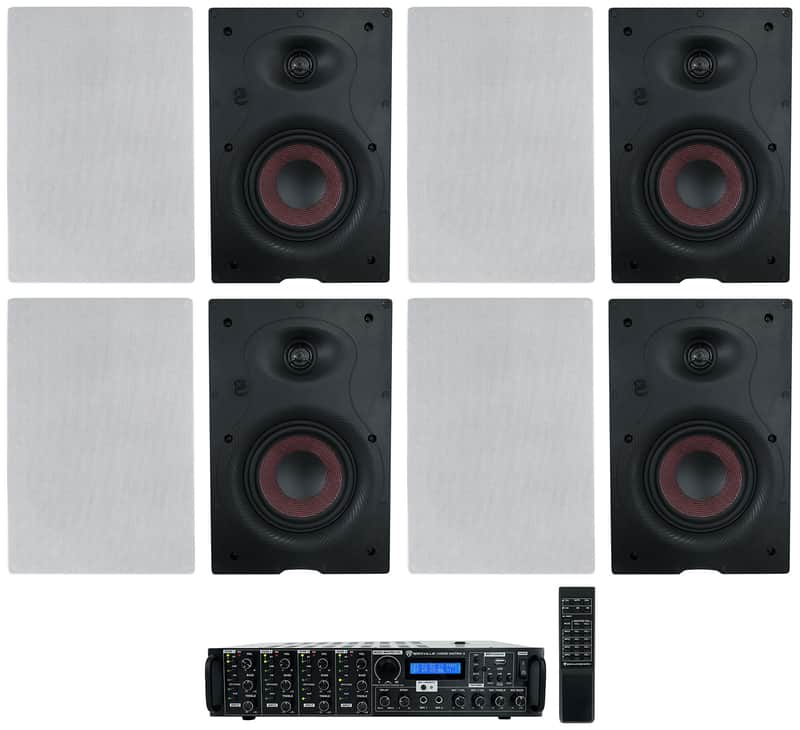 Rockville 4-Room Home Speaker System w/(8) 6.5" In-Wall Speakers+4 Zone Receiver image 1