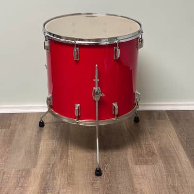 Pearl Export EX 18"x16" Floor Tom Drum with Legs - Late 1980's - Coral Red image 3