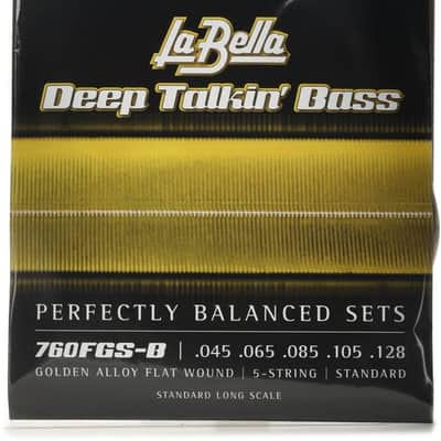 La Bella 760FGS-B Deep Talkin' Bass Gold Flats Electric Bass Guitar Strings - .045-.128 5-string image 2