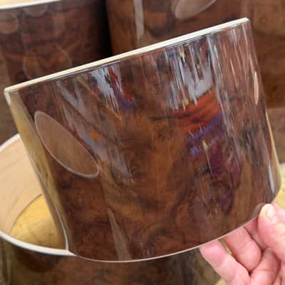 WALNUT BURL and Maple 6 ply core Drum Shell 7 pcs set - Clear gloss polished BEST OFFERS ACCEPTED! image 6