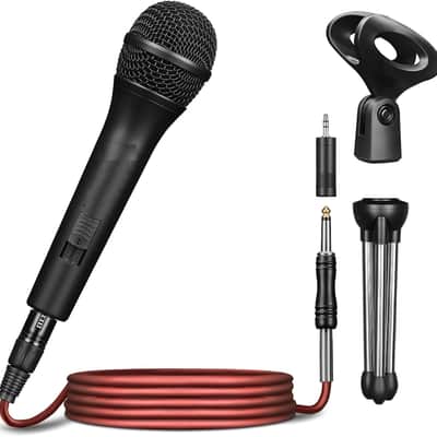 Professional Dynamic Microphone for Singing Karaoke Microphone with 16ft XLR to 1/4'' Audio Cable, Vocal Handheld Mic for Podcast Mixer Amplifier PA System image 1