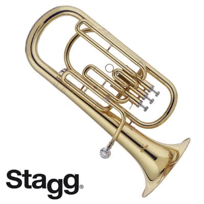 Stagg WS-BH235 Brass Body Bb Baritone Horn w/3 Valves, ABS Case & Mouthpiece Silver Plated image 2