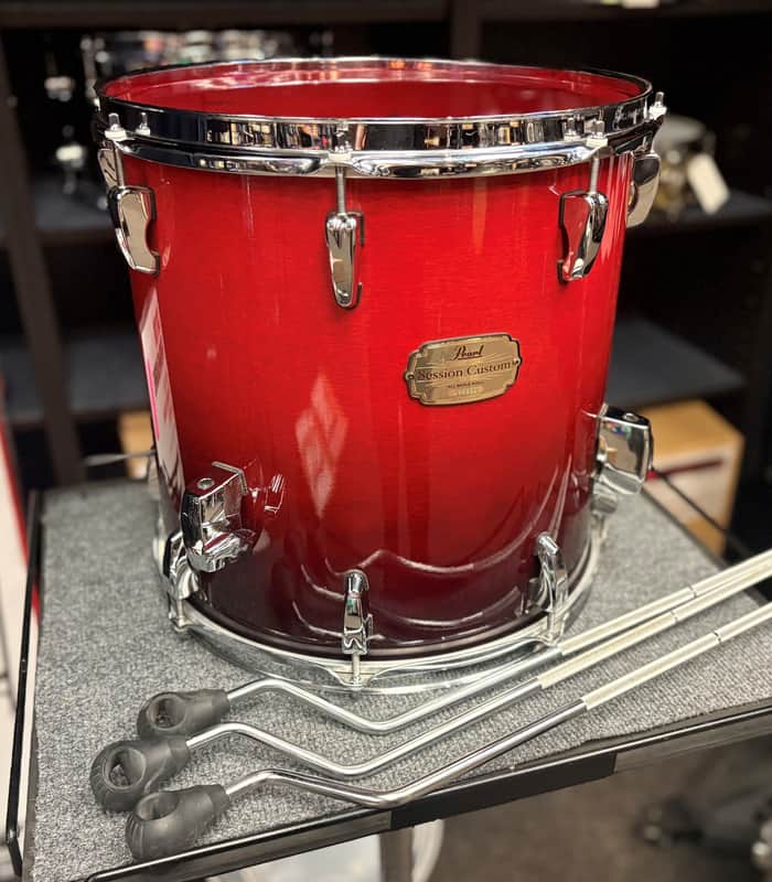 Pearl Used Session Custom Maple 14x14 Red Fade Floor Tom image 1