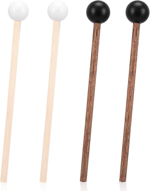 4 Pack Small Steel Tongue Drum Mallets, 5.9 Inch Rubber Drum Mallets Sticks for Xylophone Glockenspiel Musical Instruments Mallet Birch Wood Handle Silicone Head Percussion Sticks image 1
