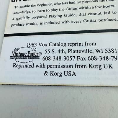 Vox "Precision in Sound" Foldout Catalog (Reprint) circa 1998-2002 image 3
