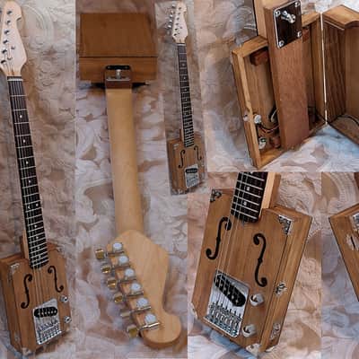NEW Carl's Custom HandmadePro Quality 6 String Cigar Box Electric Guitar w/Opening Body image 1