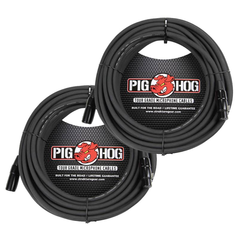 NEW 2 Pack Pig Hog PHM100 XLR High Performance 8mm Microphone Mic Cable, 100 Foot Ft image 1