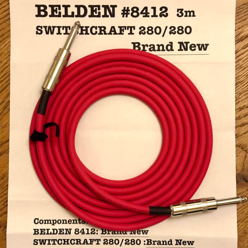 BELDEN 8412 Guitar Cable 3m（10ft）Red with Switchcraft 280/280 – Brand New image 1