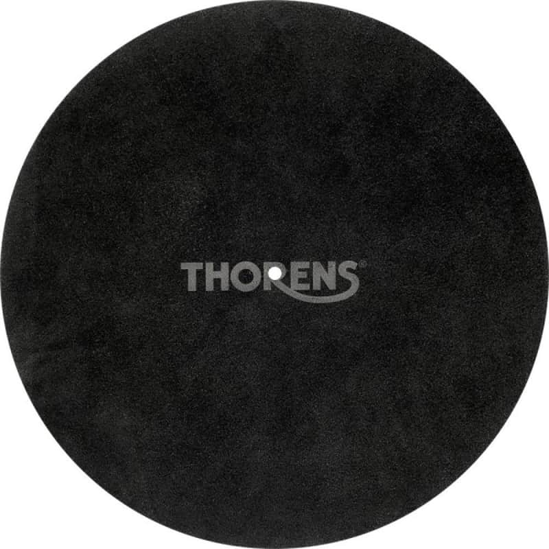 Thorens Wildledermatte eingravierter Thorens Schriftzug schwarz image 1