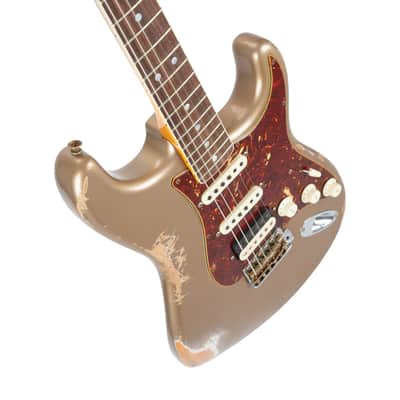 2022 Fender Custom Shop LTD 1967 HSS Heavy Relic Stratocaster Guitar, Aged Shorline Gold, CZ55XXXX image 12