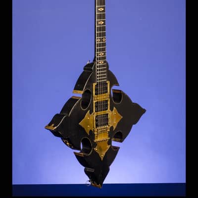 Barry Collier Rebeth Gothic Cross with Ram's Head Pentagram 1982 Black with a feint gold pinstripe a image 13