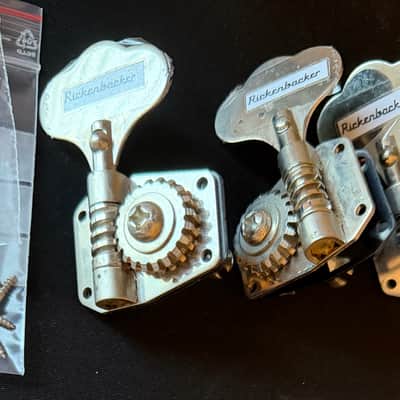 Rickenbacker 4001 & 4003 bass tuning heads [2L &1R] 1970s - Chrome image 3